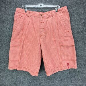 **SOLD**Tommy Bahama‎ Relax Shorts 36 Orange White Gingham Cargo Tencel Cotton